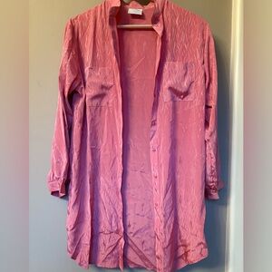 Pink Women's Long Button Down Blouse